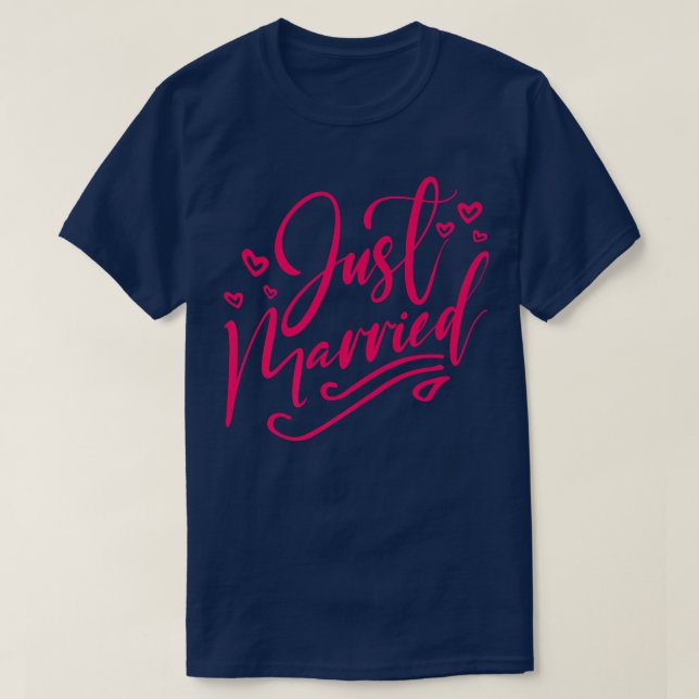 T-shirt Amusant Couples lune de miel juste marié marié Gro (Design devant)