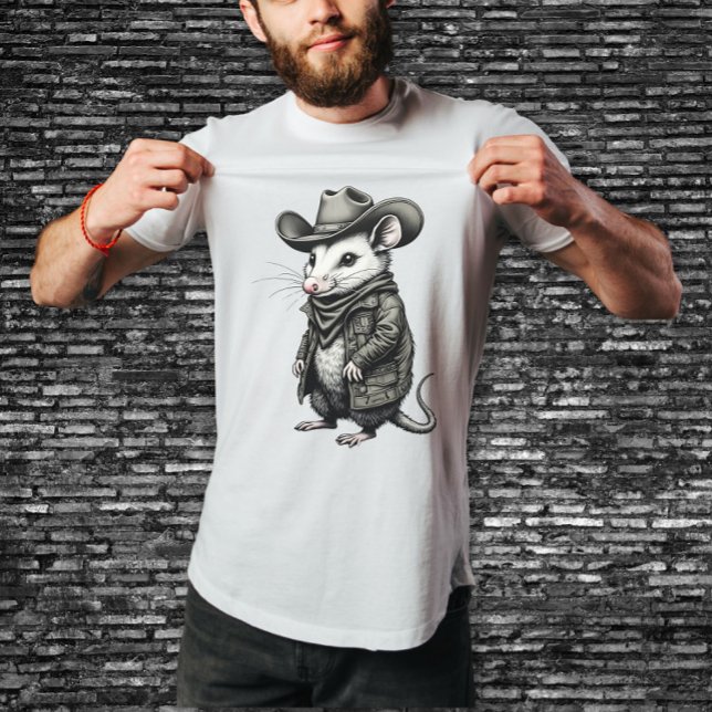 T-shirt Amusant Cowboy Possum Lover (This vintage possum cowboy design is great for possum lovers, animal lover, and cowboy lovers.)