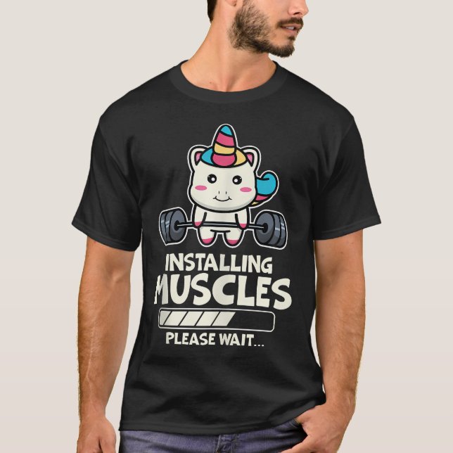 T-shirt Amusant Cute Unicorn Entraînement Fitness Fitness  (Devant)