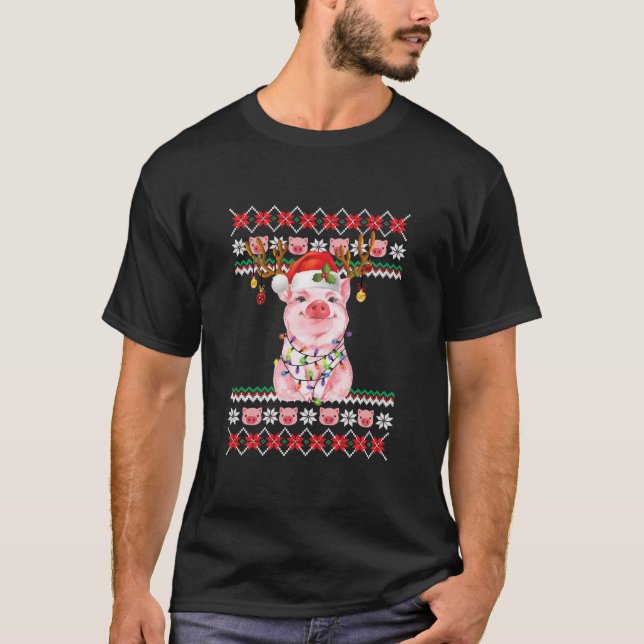 T-shirt Amusant de cochon de Pigmas moche doux pull de Noë (Devant)