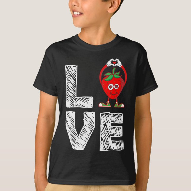 T-shirt Amusant de fraises - I Love Strawb (Devant)