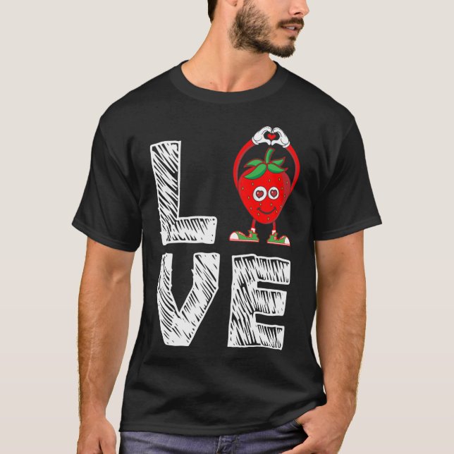 T-shirt Amusant de fraises - I Love Strawb (Devant)