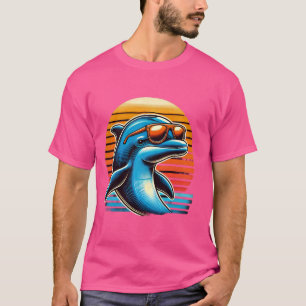 T-shirt Amusant Dolphin Lover Graphic Beach Vacances Rétro