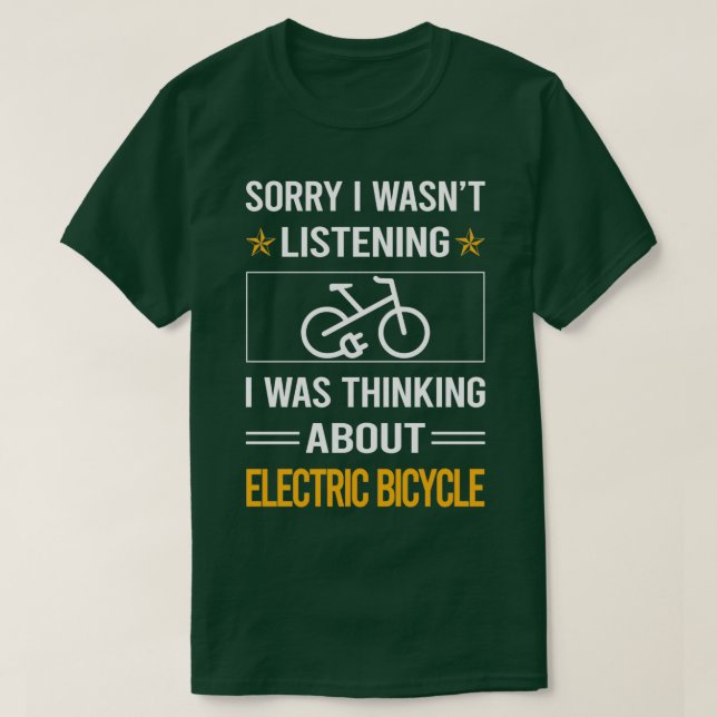 T-shirt Amusant Écouter vélo électrique E vélo Ebike (Design devant)
