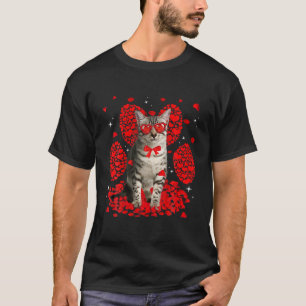 T-shirt Amusant égyptien Mau Chat Valentine Paw Coeur Chat