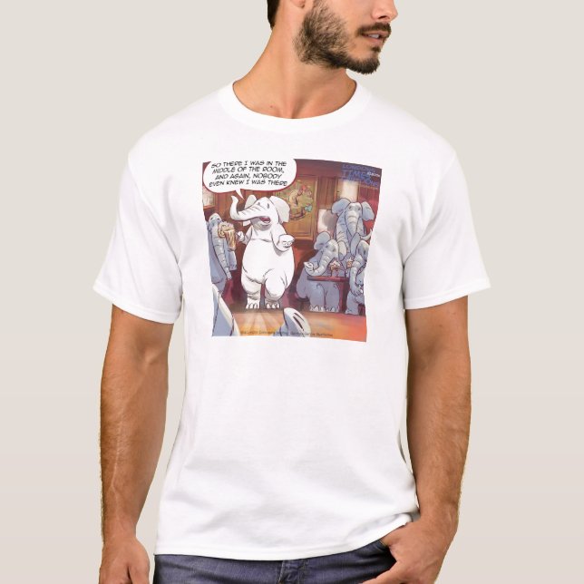 T-shirt Amusant Éléphant Blanc Dans La Chambre (Devant)