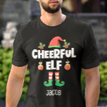 T-shirt Amusant elf joyeux drôle nom de Noël<br><div class="desc">Ce t-shirt ludique hilarant et ironique, qui fait partie d'une collection d'elfes de famille assortie avec des cadeaux pour chaque membre de la famille, vous aidera à entrer dans l'esprit de vacances. Parfait pour tous les rassemblements de famille de Noël, ce t-shirt amusant comporte un casquette elfe mignon et de...</div>