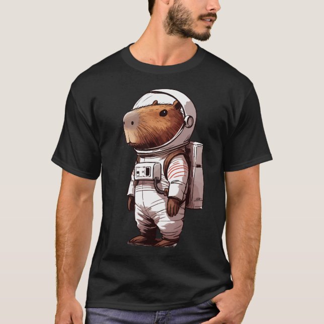 T-shirt Amusant espace astronaute Capybara (Devant)
