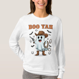 T-shirt Amusant Fantôme Cowboy Halloween "Boo Yah" Design