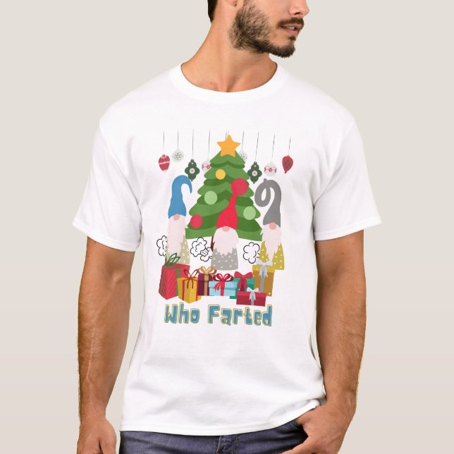 T-shirt Amusant Farting Elfes de Noël (Devant)