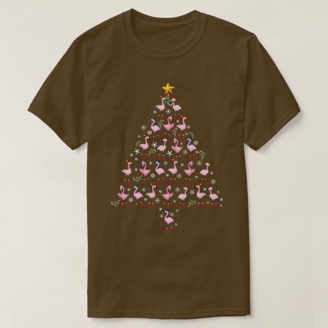 T-shirt Amusant Flamant rose de Noël Light Tree Pyjama T (Design devant)