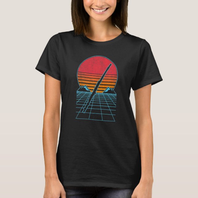 T-shirt Amusant Flûte Player Flutist 80s 90s Retro Sunset (Devant)