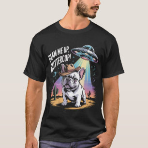 T-shirt Amusant Français Bulldog UFO Alien enlèvement T-sh