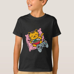T-shirt Amusant gamer chat Ramen Kawaii jeux femmes japona