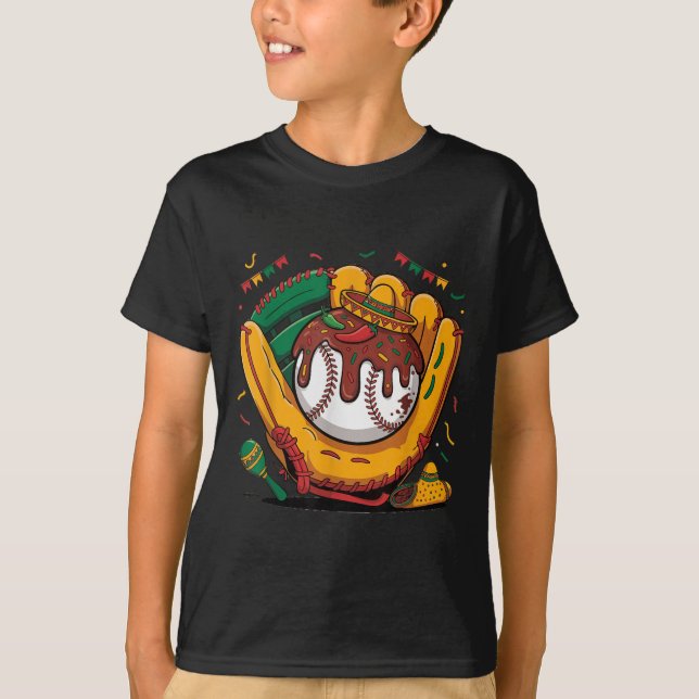 T-shirt Amusant Gant De Baseball Cinco De Mayo Lets Fiesta (Devant)