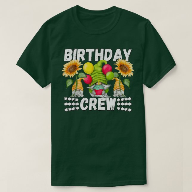 T-shirt Amusant Gnome Anniversaire Crew Tournesol Jaune Bi (Design devant)