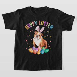 T-shirt Amusant Happy Pâques Anglais Bulldog Bunny Pet Amo