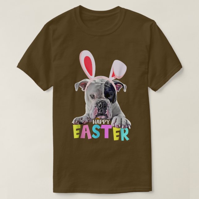 T-shirt Amusant Happy Pâques Anglais Bulldog Bunny Pet Amo (Design devant)