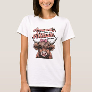T-shirt Amusant Highland Cow Design - Apparemment Attitude