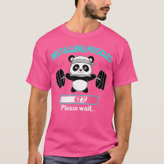 T-shirt Amusant Installation Muscle Panda Poids Lifting Ba