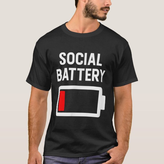 T-shirt Amusant Introvertir Faible niveau de batterie soci (Devant)
