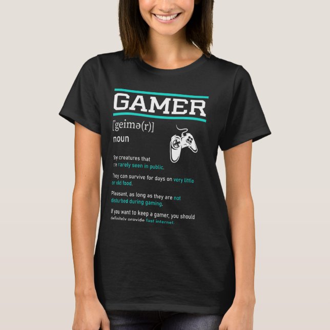 T-shirt Amusant Ironique Gamer Définition Pc Jeu Jeu (Devant)