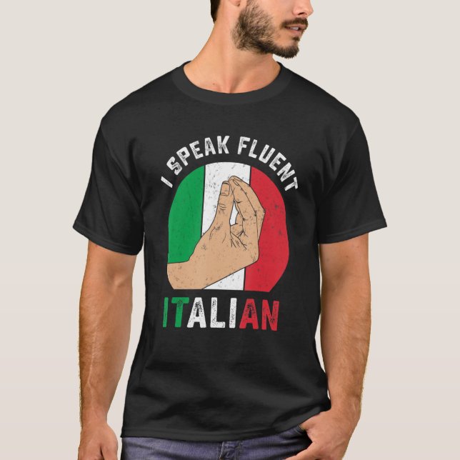 T-shirt Amusant Italie Gesture main Parle Fluent Sarc ital (Devant)
