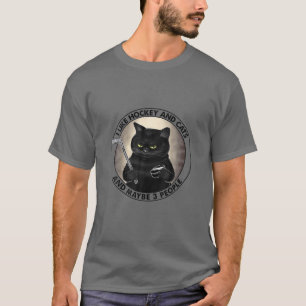 T-SHIRT AMUSANT J'AIME LE HOCKEY ET LES CHATS ET PEUT-ÊTR