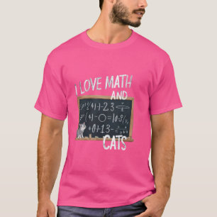 T-shirt Amusant J'Aime Les Maths Et Les Chats Cute Kitty C