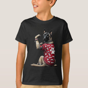 T-shirt Amusant J'Aime Maman Tattoo Belge Malinois Maman P