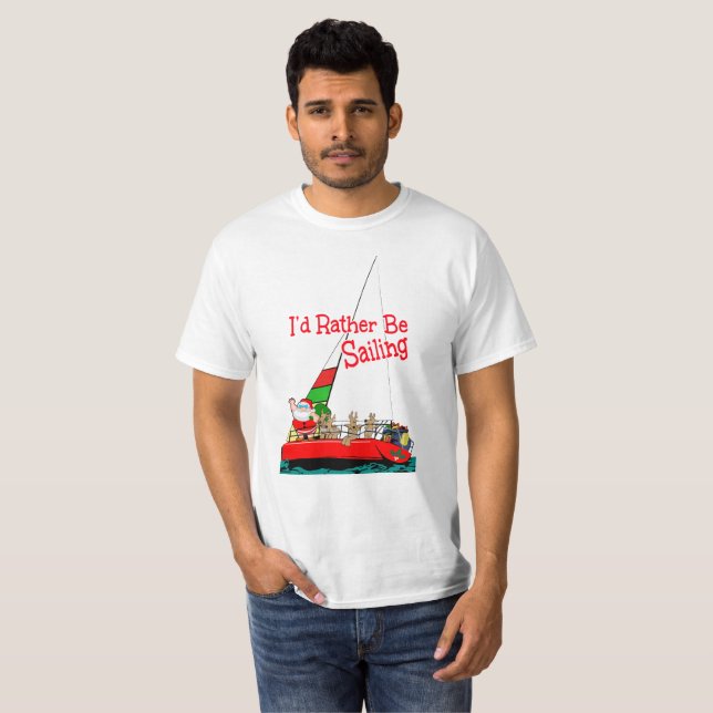 T-shirt Amusant je préférerais naviguer à Noël (Devant entier)