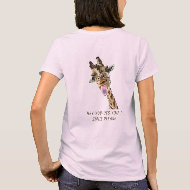 T-Shirt amusant Jouer Giraffe Smile - Texte person (Dos)