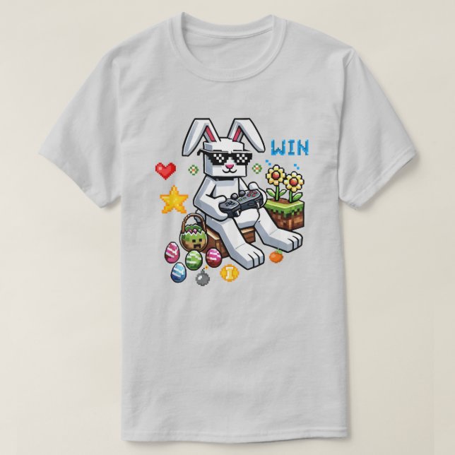 T-shirt Amusant Joueur de Pâques - Bunny Jouer à des jeux  (Design devant)