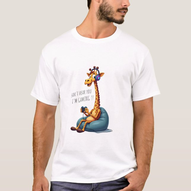 T-shirt Amusant Joueur Giraffe Jeu Pour Garçons Homme Jeu  (Devant)