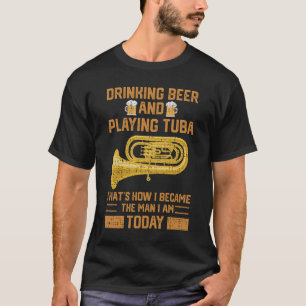 T-shirt Amusant Joueur Tuba Marching Band Bière Boire Gif