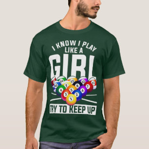 T-shirt Amusant Joueuse de piscine filles Snooker Billard