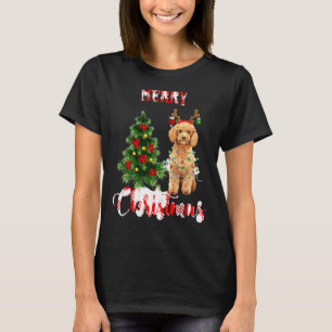 T-shirt Amusant Joyeux caniche de Noël Maman Chien Wreath 
