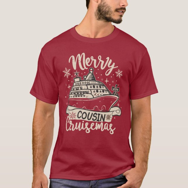 T-shirt Amusant Joyeux Cousin Cruisemas Xmas équipage de v (Devant)