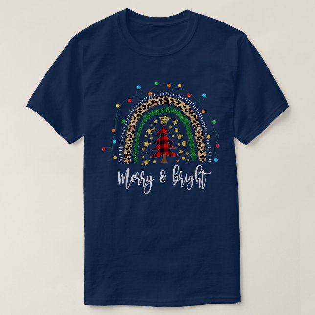 T-shirt Amusant Joyeux et brillant Boho de Noël Arc-en-cie (Design devant)