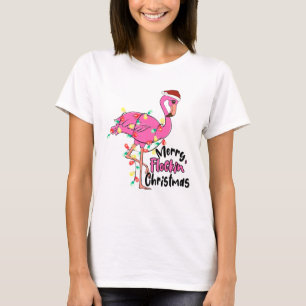 T-shirt Amusant Joyeux Flamant rose de Noël Flockin