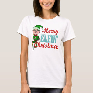 T-shirt Amusant Joyeux jeu Elfin jeu de Noël
