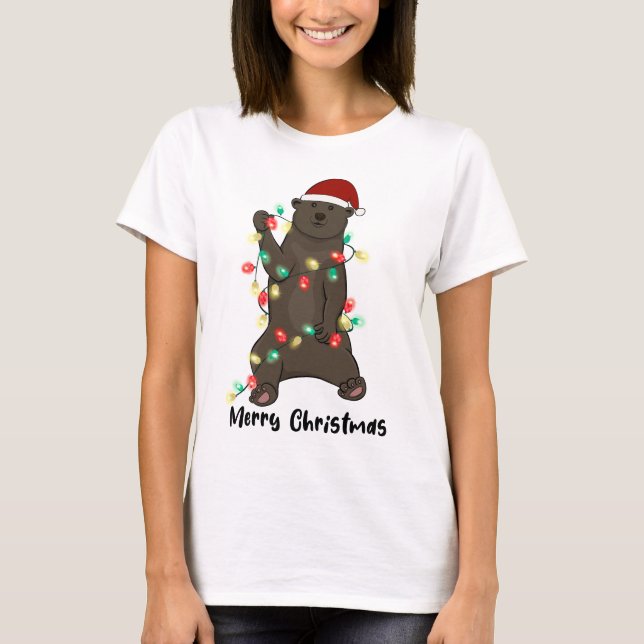 T-shirt Amusant Joyeux Ours de Noël (Devant)