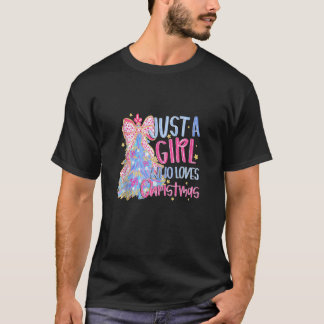 T-shirt Amusant Juste Une Fille Qui Aime Noël Pink Tree Co