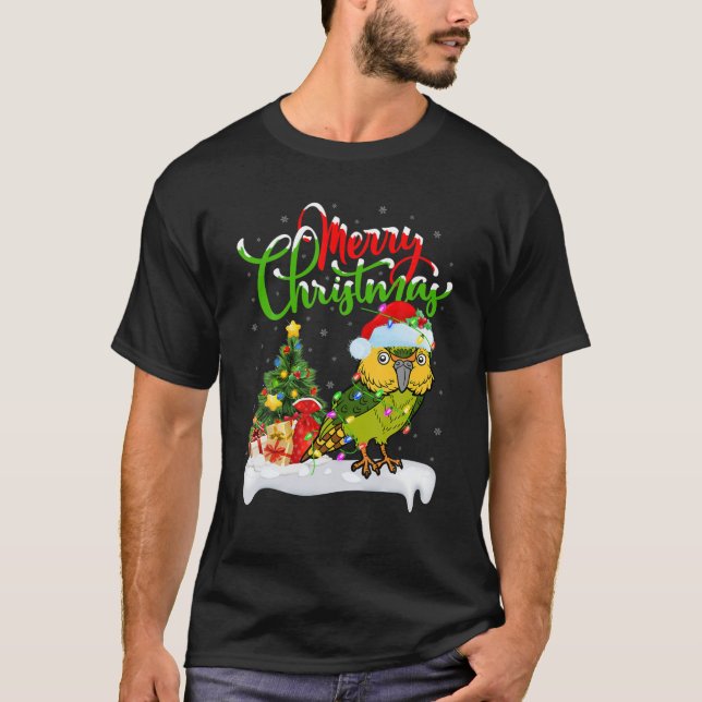 T-shirt Amusant Kakapo Oiseau Amoureux Noël Éclairage Kaka (Devant)