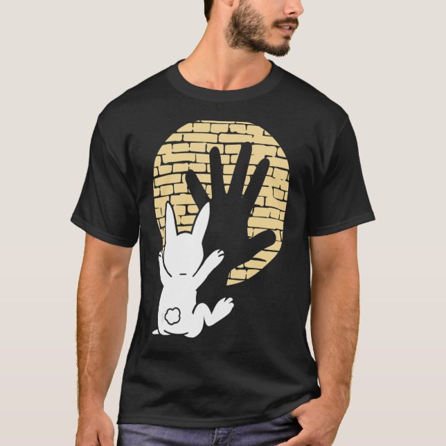 T-shirt Amusant lapin lapin ombre main (Devant)