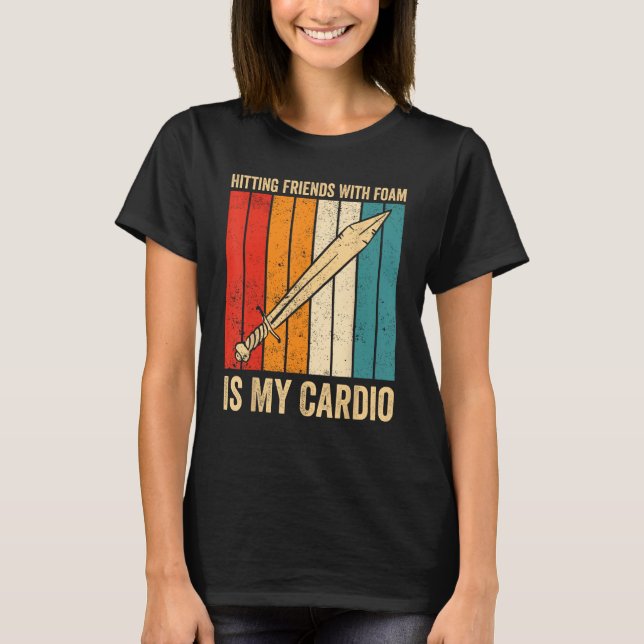 T-shirt Amusant Larp Larping Épée Touchant Les Amis Avec D (Devant)