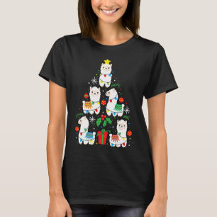 T-shirt Amusant Llama Arbre de Noël Ornement Décor Don Wom