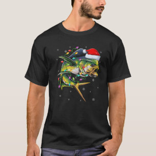 T-shirt Amusant Mahi Mahi Poisson Éclairage Rindeer Mahi M
