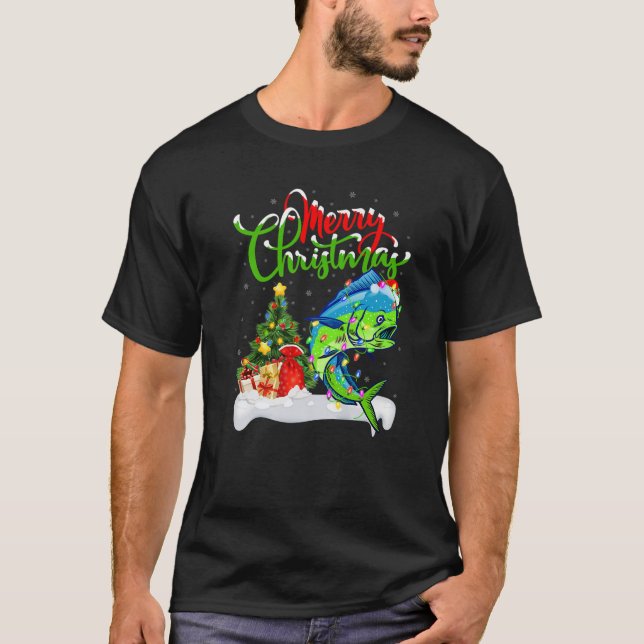 T-shirt Amusant Mahi Mahi Poisson Lover Xmas Éclairage Mah (Devant)