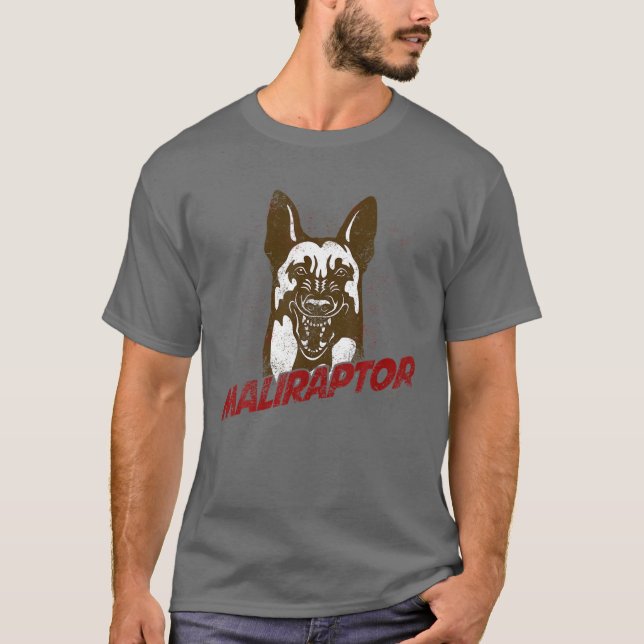 T-shirt Amusant Maliraptor Belge Malinois Pour Maligator D (Devant)